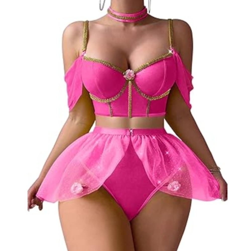 Sexy Princess Cosplay Pink Intimate Set